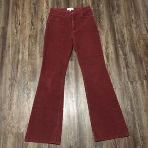 Current/Elliott Pants Women's 26 Corduroy Burgundy High Rise Flare Retro 70s